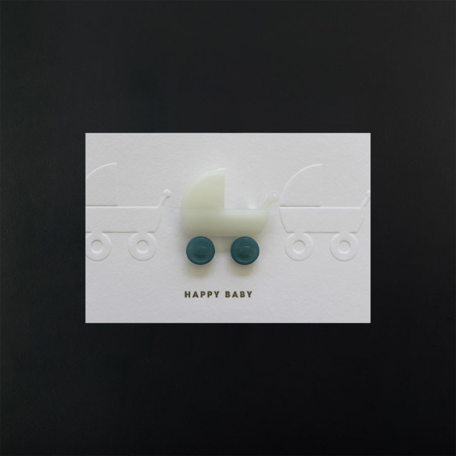 BROCHE LANDAU lait et bleu canard
