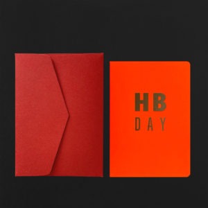 Carte HB DAY orange fluo + env carmin