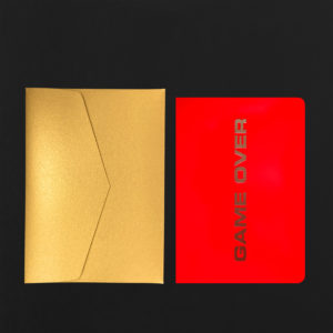 Carte postale GAME OVER + enveloppe gold