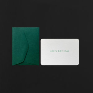 mini carte HAPPY BIRTHDAY vert + enveloppe forêt