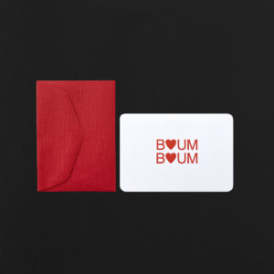 Mini carte BOUM BOUM + enveloppe rouge