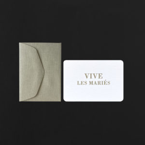 mini carte VIVE LES MARIÉS + enveloppe galet