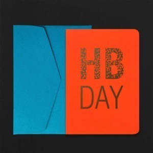 Carte A5 HB DAY orange fluo + env C5 bleuet