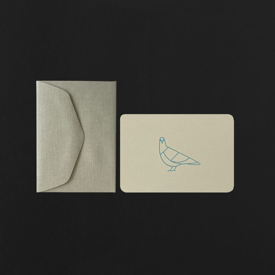 mini carte PIGEON + mini enveloppe galet