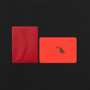 mini carte 2 CHOUETTES + enveloppe rouge