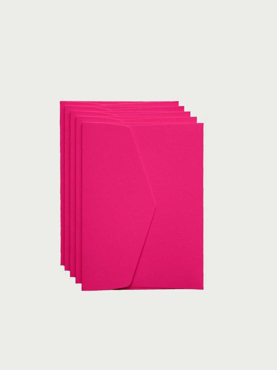 lot de 5 enveloppes de luxe de couleur rose fluo