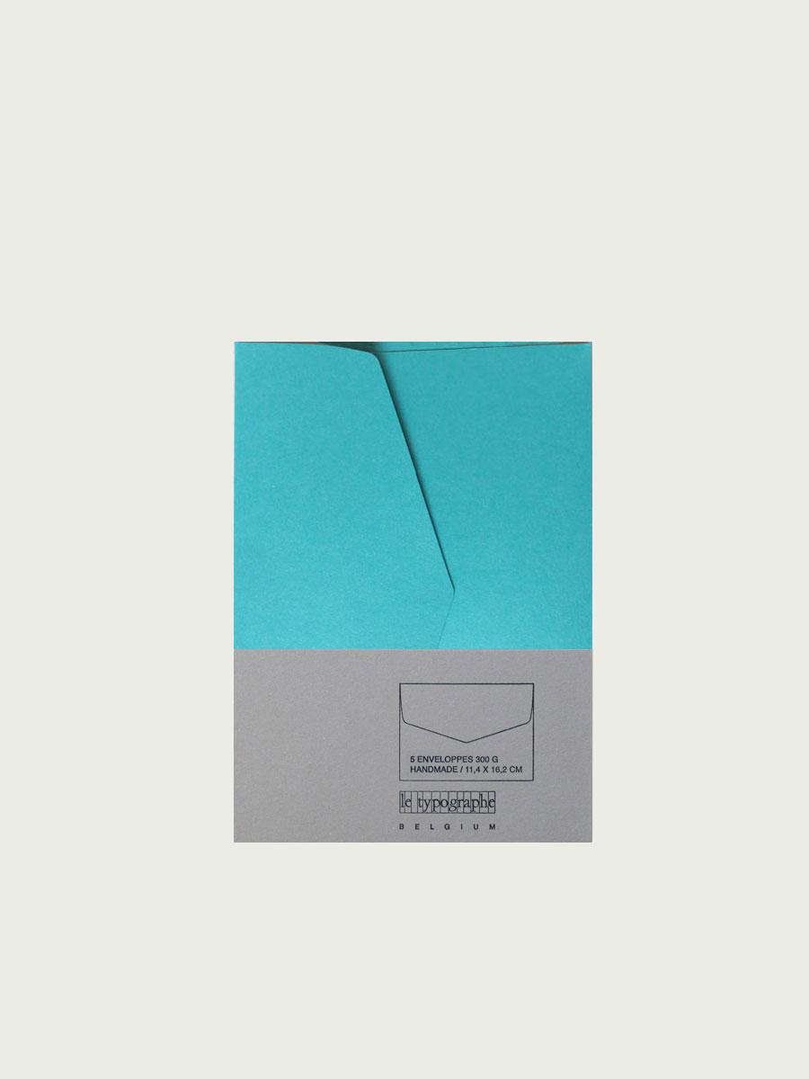 Paquet de 5 ENVELOPPES C6 – couleur MENTHE, le typographe, Qualité typo