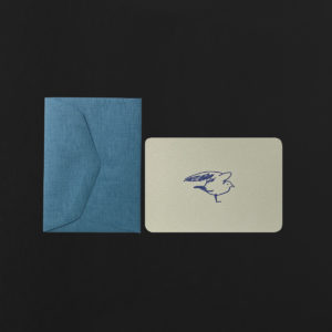 mini carte MOUETTE + enveloppe mer bleue