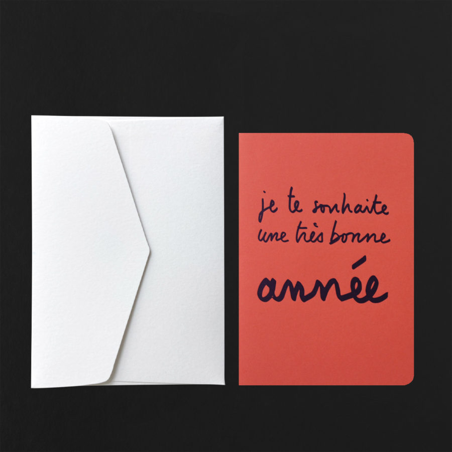 Folded Card JE TE SOUHAITE... watermelon paper