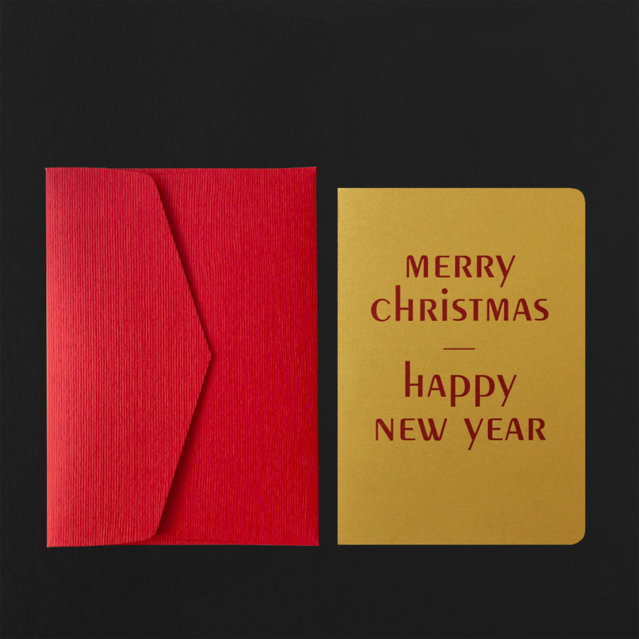 Carte postale MERRY CHRISTMAS HAPPY NEW YEAR gold