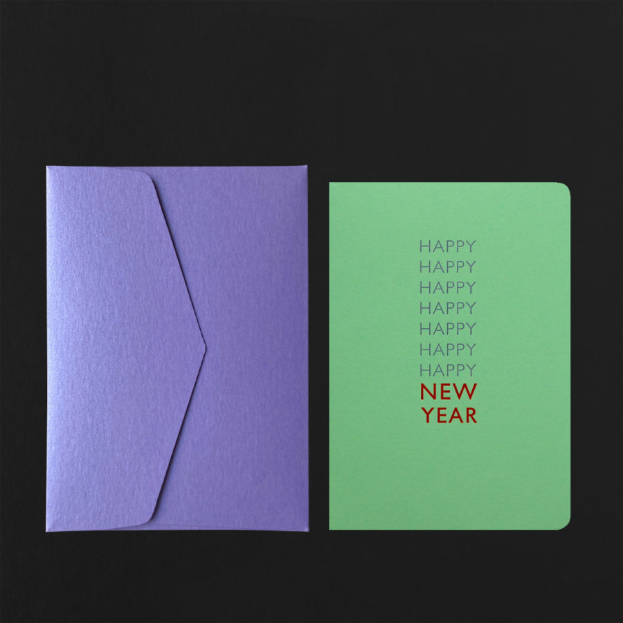 Carte postale HAPPY HAPPY HAPPY NEW YEAR pistache