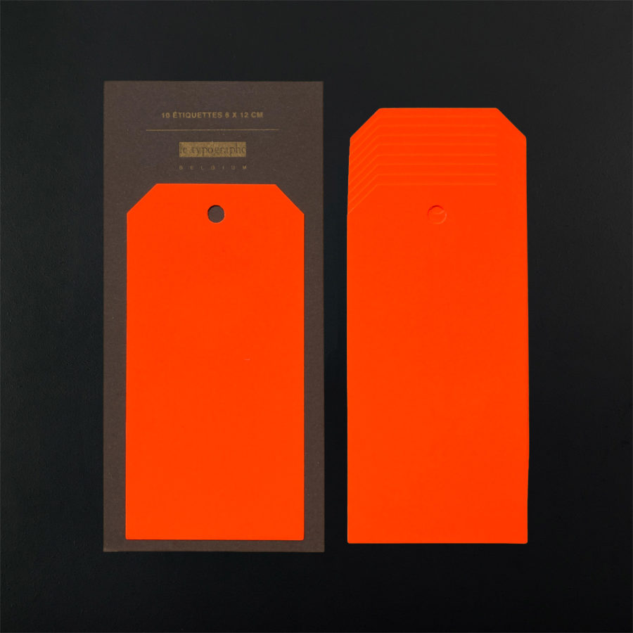LABELS FLUO ORANGE / WHITE PACK X 10
