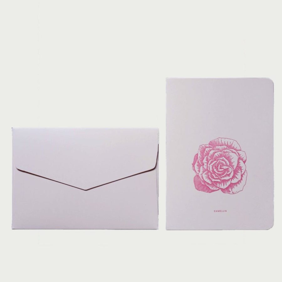 carte postale motif floral camellia