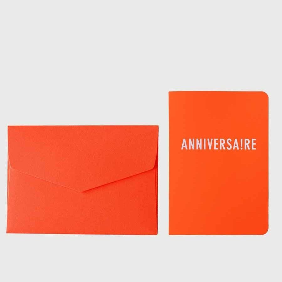 Carte postale anniversaire flash orange fluo