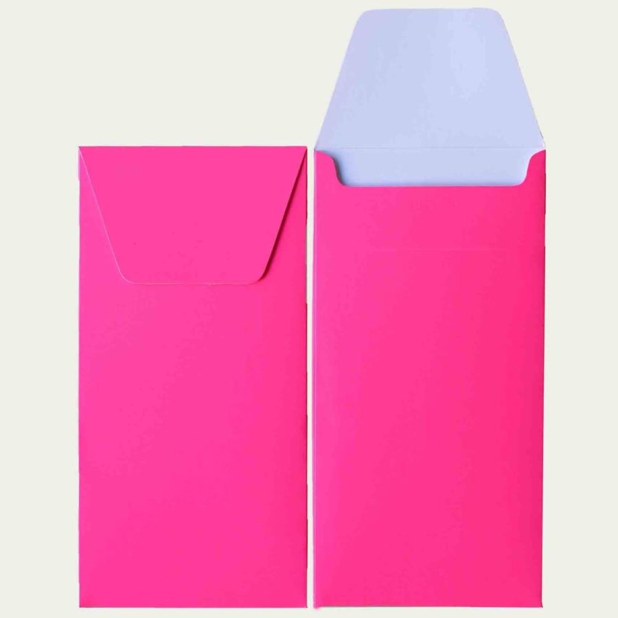 enveloppe allongée pochette cartonnée rose fluo