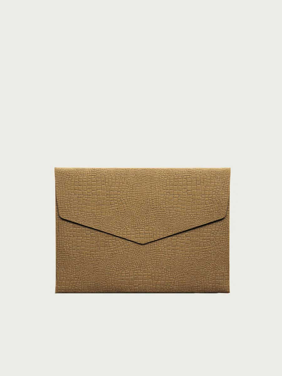 enveloppe C6 finition croco brun tabac