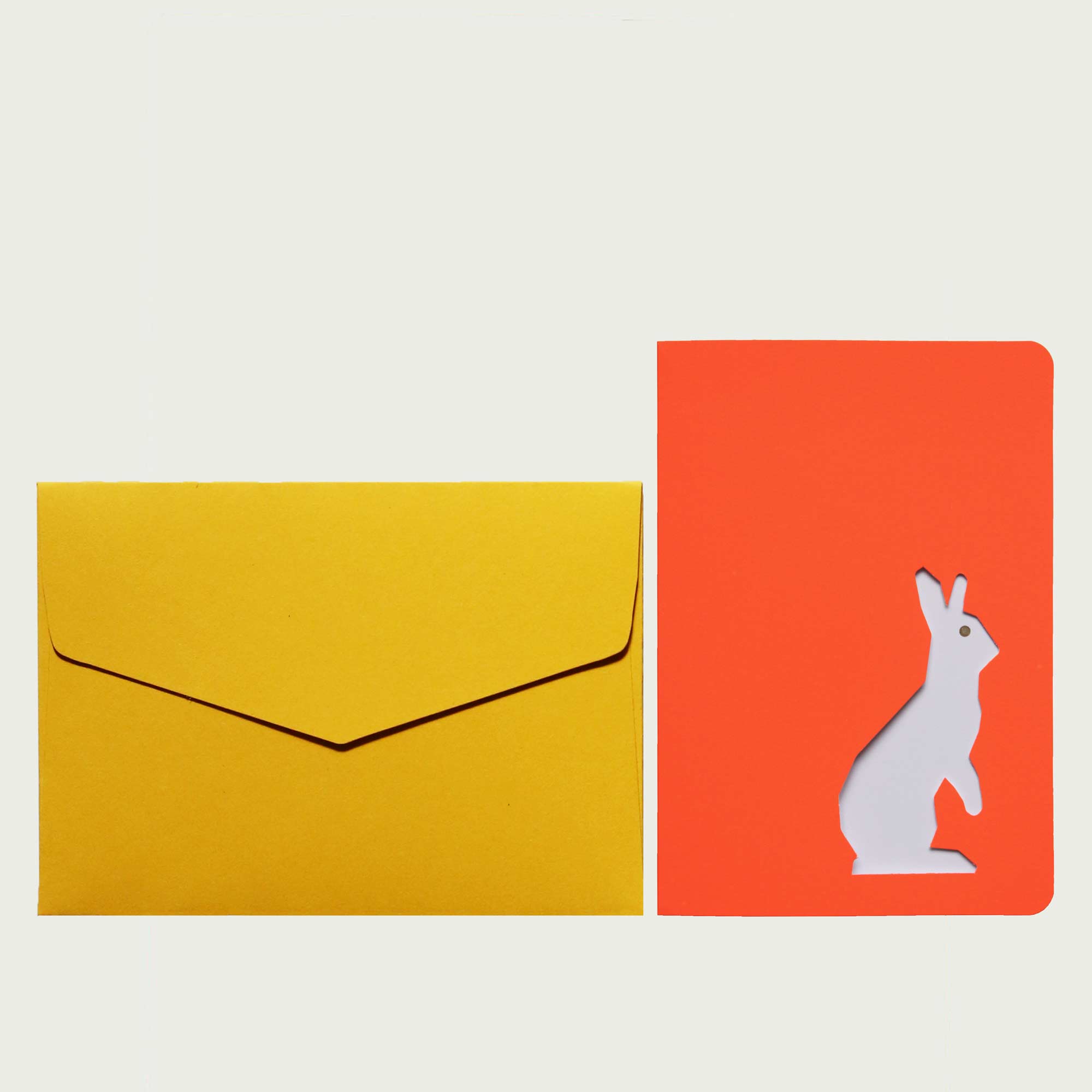 Carte postale LAPIN découpe + enveloppe banane