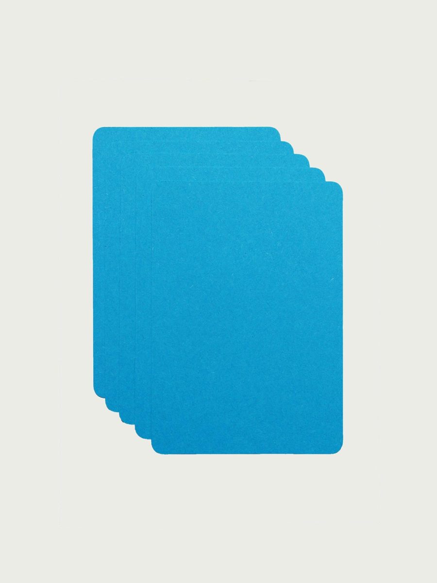 5 jolies cartes à coins arrondis vierges de couleur bleu