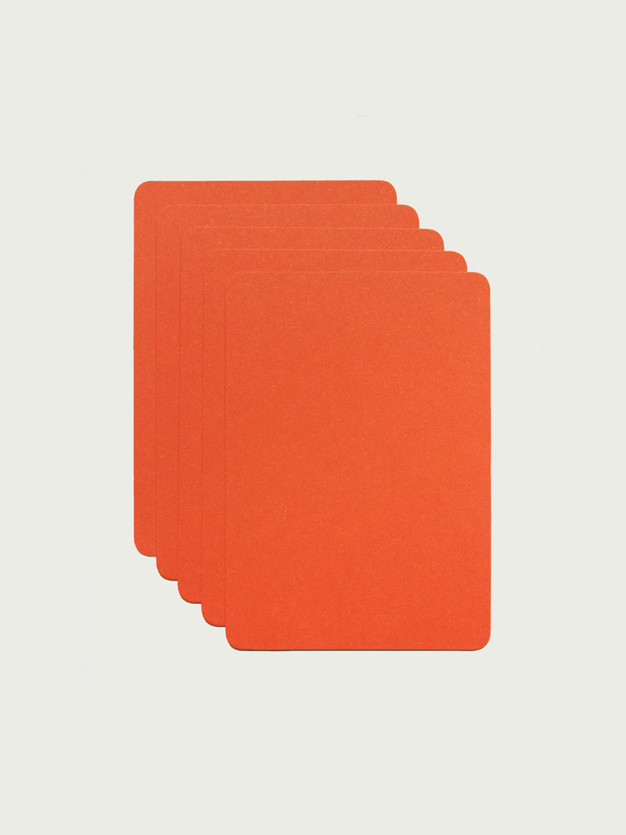 5 jolies cartes à coins arrondis vierges de couleur orange