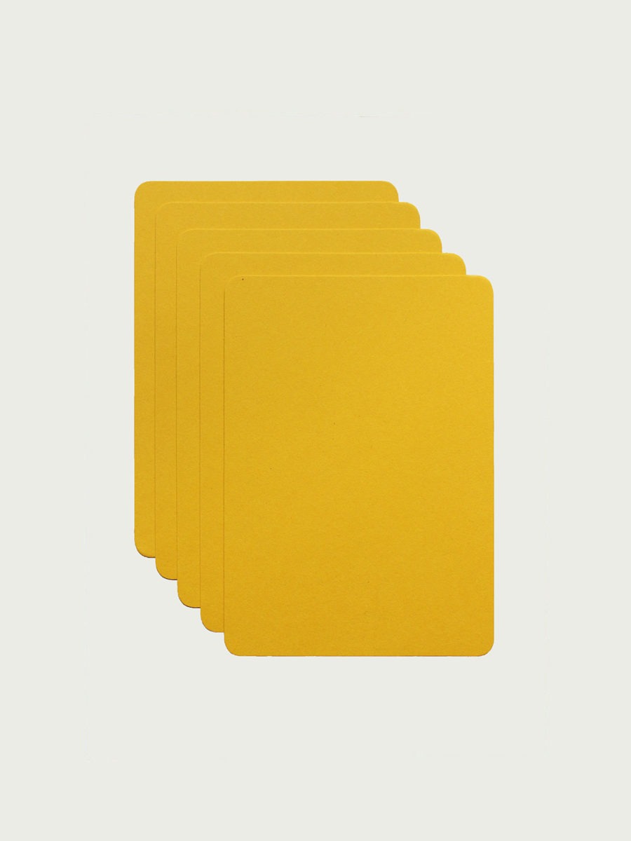 5 jolies cartes à coins arrondis vierges de couleur jaune