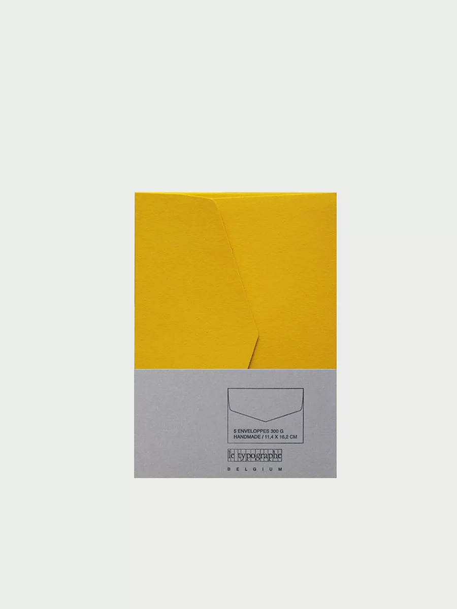 5 élégantes enveloppes en papier épais 300g jaune