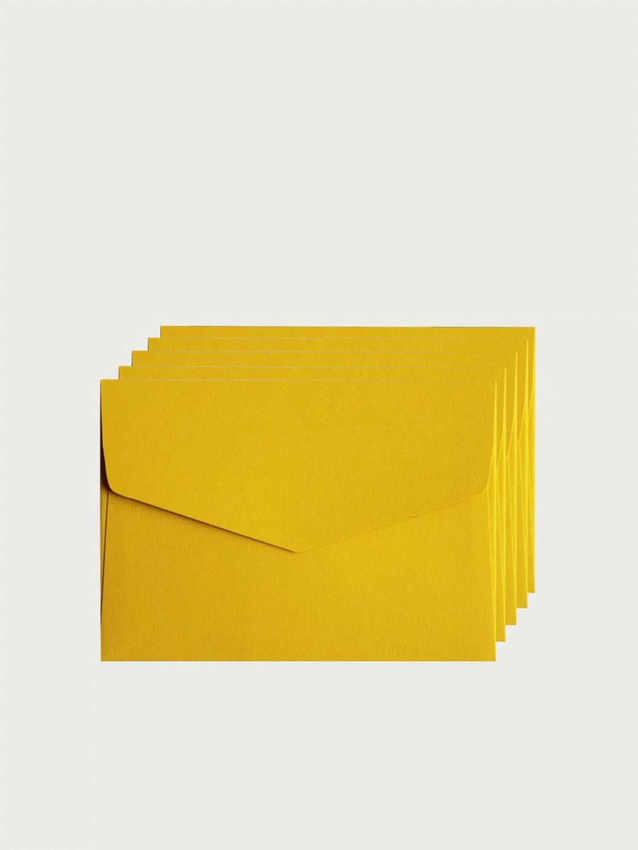 5 élégantes enveloppes en papier épais 300g jaune