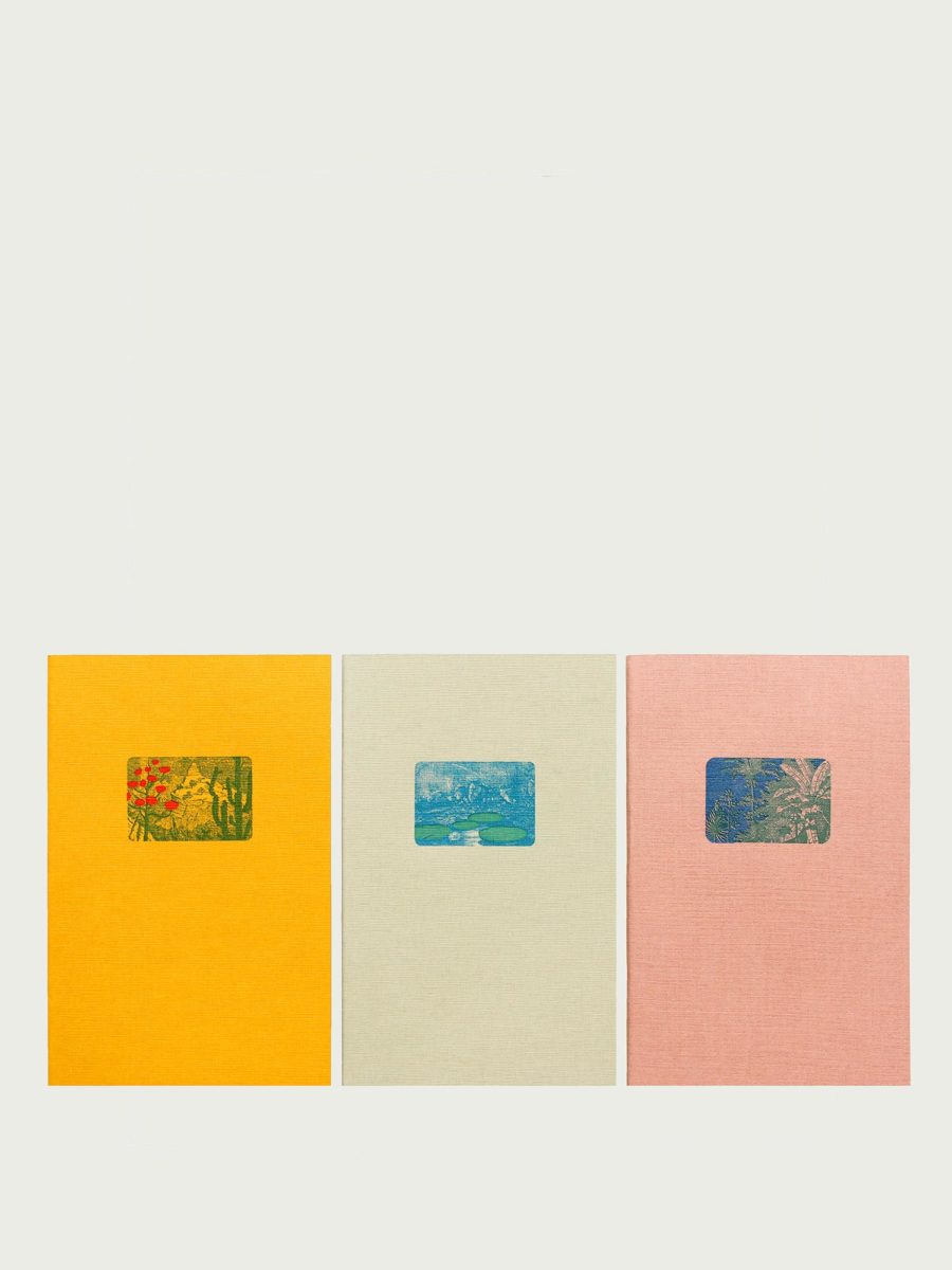 3 jolis petits carnets haut de gamme avec des motifs paysage sur la couverture