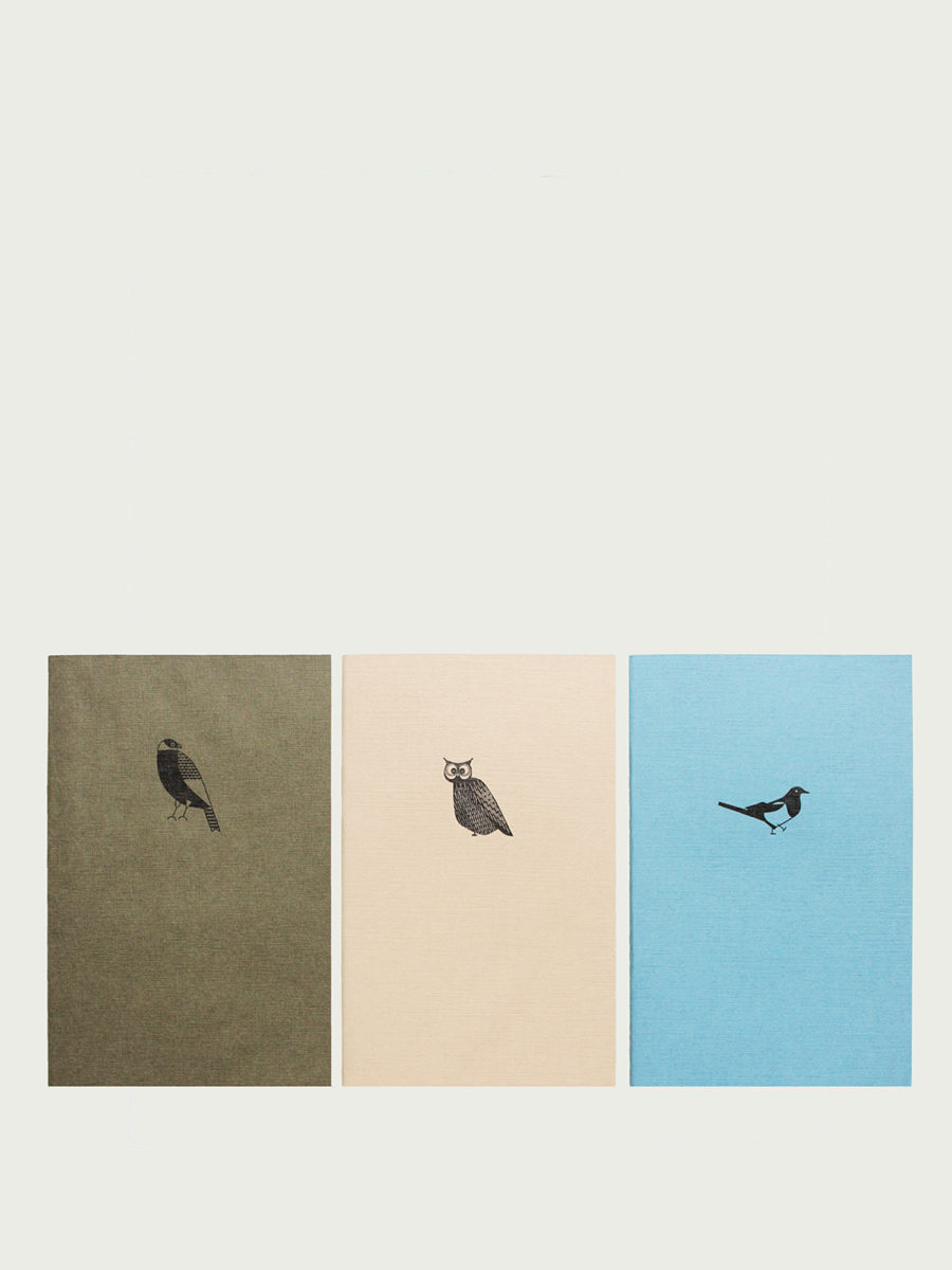 3 beaux mini carnets de poche avec des motifs oiseaux sur la couverture
