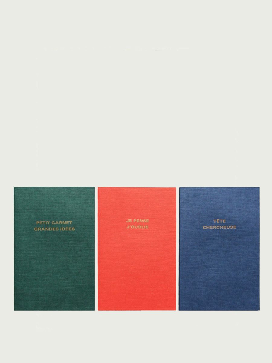 3 petits carnets de poche avec une jolie finition passeport qui cache la couverture