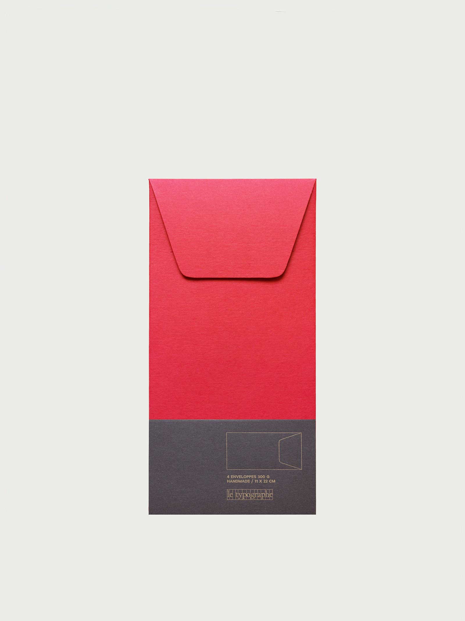 PAQUET DE 4 ENVELOPPES 11x22 cm US – couleur coquelicot