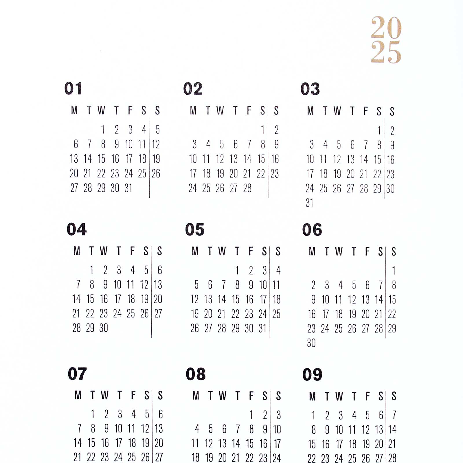 Calendrier sous-main mensuel (2024)