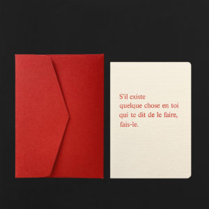 Folded Card S'IL EXISTE QUELQUE CHOSE EN TOI + carmine envelope