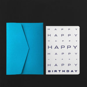 Carte postale HAPPY HAPPY HAPPY BIRTHDAY + enveloppe bleuet