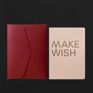 Carte MAKE A WISH + env grenat