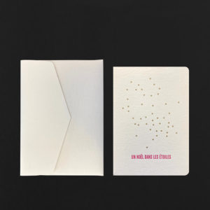 Carte postale UN NOEL DANS LES ETOILES + enveloppe champagne