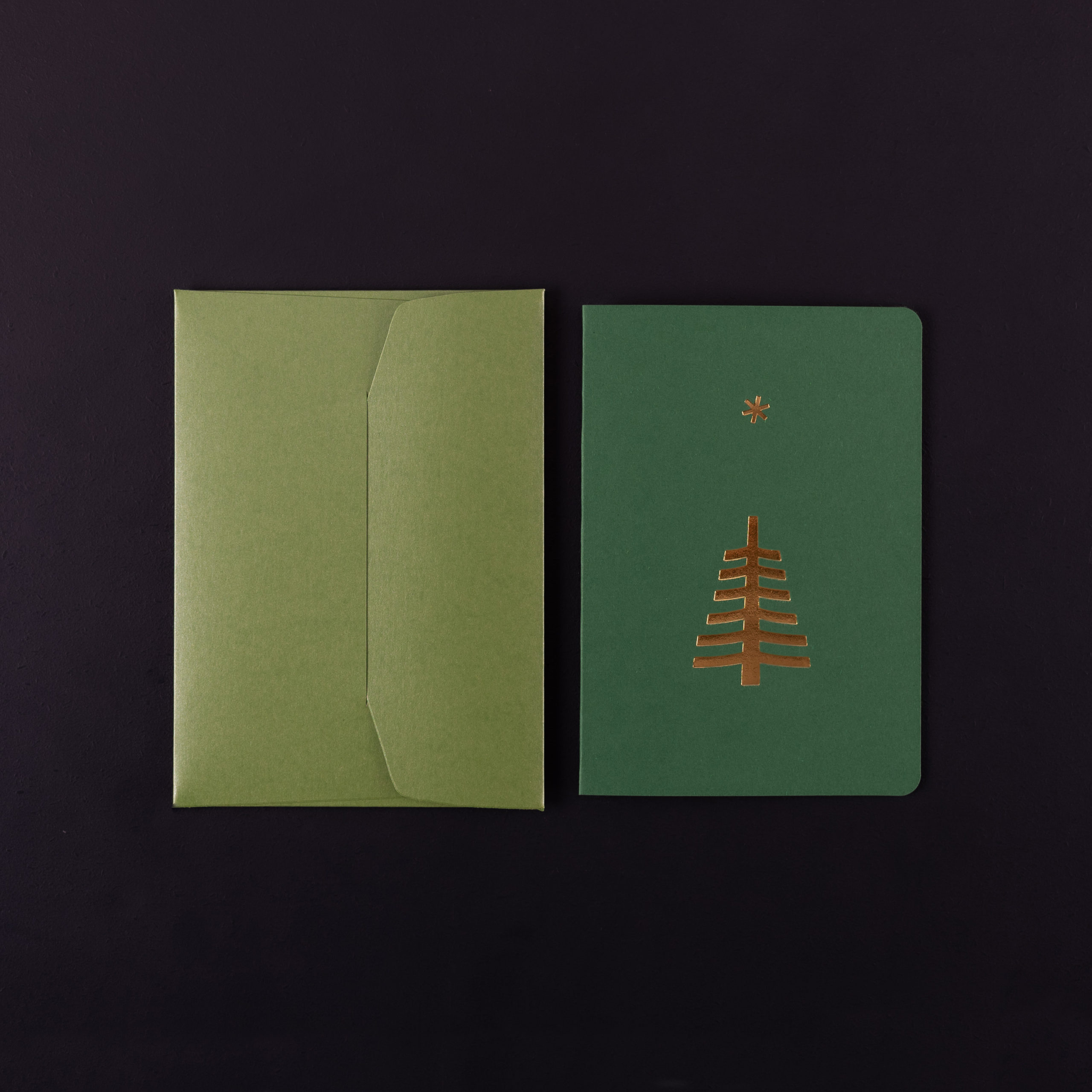 Folded Card CHRISTMAS TREE AND STAR fern + grass envelope
