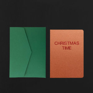 Folded Card CHRISTMAS TIME red hot foil + fern envelope