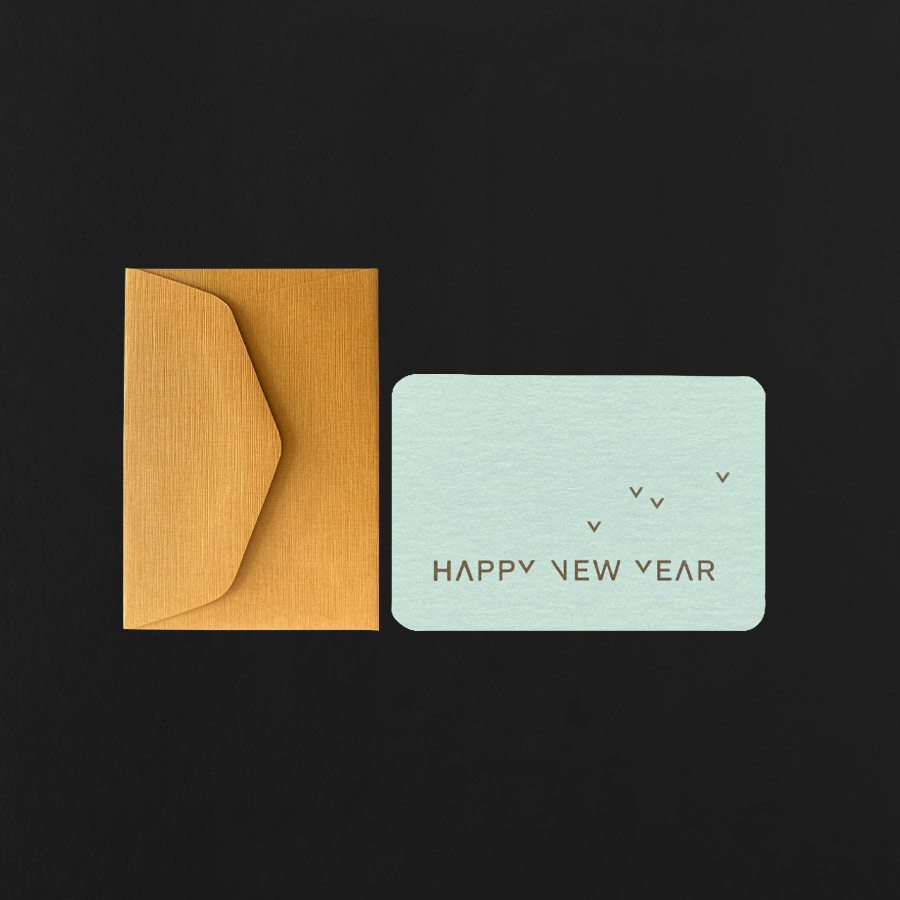 Mini carte HAPPY NY oiseaux + mini enveloppe moutarde, le typographe, Qualité typo