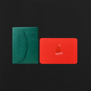Mini carte BONNET blanc et rouge + enveloppe vert