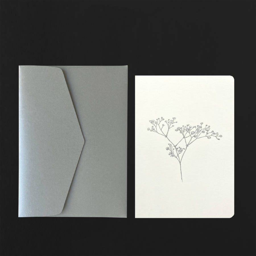 Carte postale GYPSOPHILE + enveloppe silver
