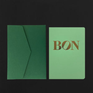 Carte BON ANNIVERSAIRE dorure sur pistache + env fougère