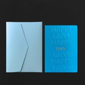 Carte HAPPY HAPPY DAY gaufrage dorure + env aqua