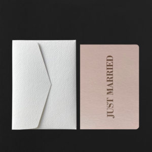 Folded Card JUST MARRIED + snow envelope