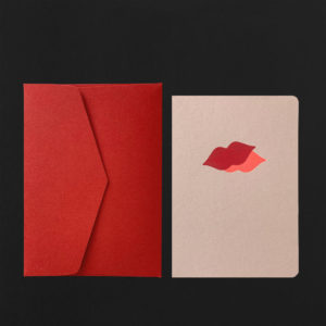 Carte St Valentin 2 bouches carmin