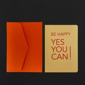 Carte BE HAPPY YES YOU CAN + env mandarine