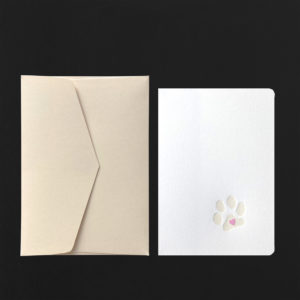 Carte PATTE DE CHAT ET COEUR + env ivoire