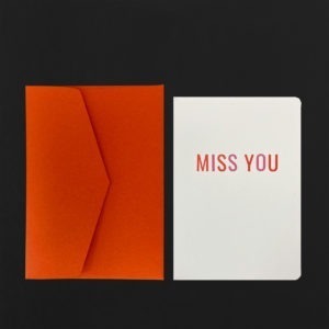 Carte MISS YOU + env mandarine