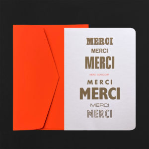 Carte A5 MERCI MERCI MERCI + env C5 orange fluo