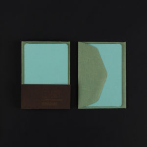 Pack of 5 mini mint CARDS and 5 mini moss ENVELOPES