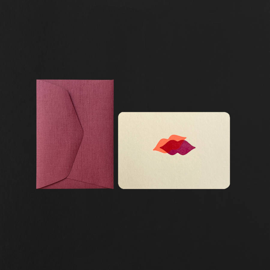 Mini carte DEUX BOUCHES + mini enveloppe framboise